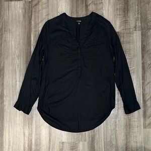 Lucky Brand Pintuck Bib V Cut Blouse - Small